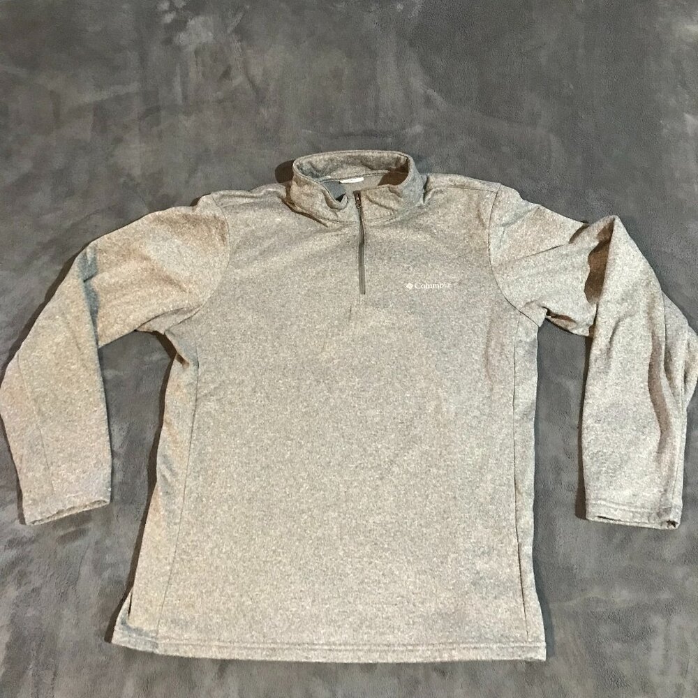 swtr033 - Gray Columbia 1/4 zip-up sweater Medium?